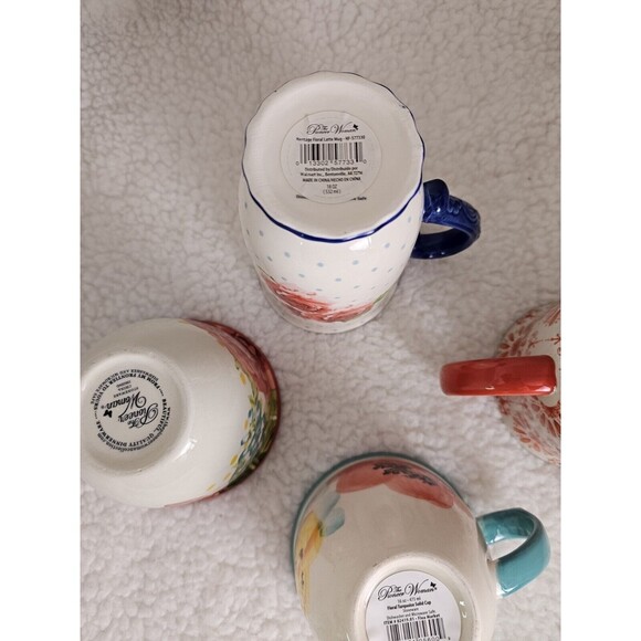 Set of 4 Pioneer Woman Large Country Garden Coffee Mugs /Cups - Picture 11 of 13